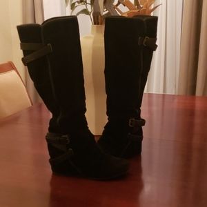 Size10 Women's Suede Knee-high wedged boots